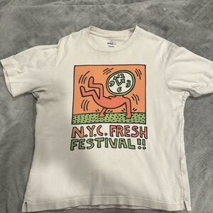 Like new Keith Haring  Graphic T-Shirt with NYC Fresh Festival Design.Oversized